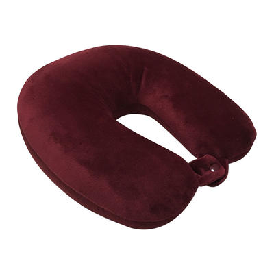 OEM Solid color micro pearl U shape travel neck pillow, super-soft velvet and  spandex fabric, with button, Dual purpose design MB-301 Ningbo Qihao