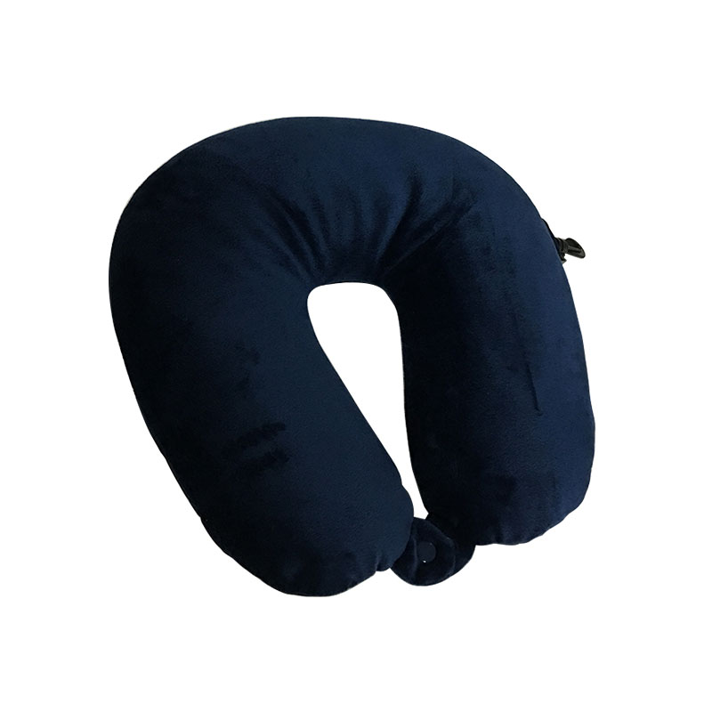 OEM Solid color microbead pillow travel U shape  pillow, super-soft velvet and  spandex fabric, with hook and button, Dual purpose design MB-302 Ningbo Qihao